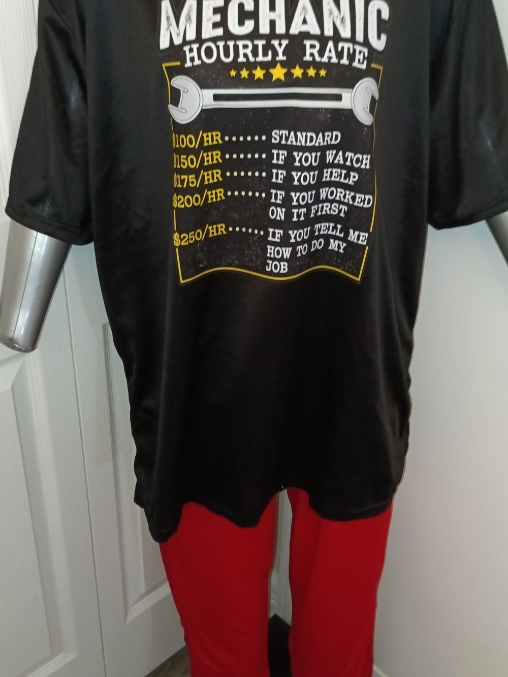 Mechanic Hourly Rate Graphic Tee - Black with Yellow & White Print